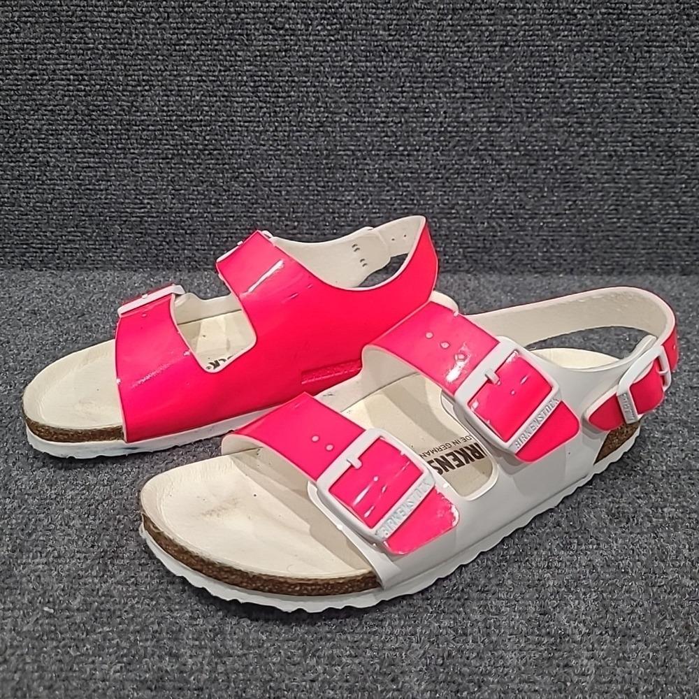 Birkenstock Milano Narrow US 7 EU 38 Shoes 1024231 patent Neon pink/white